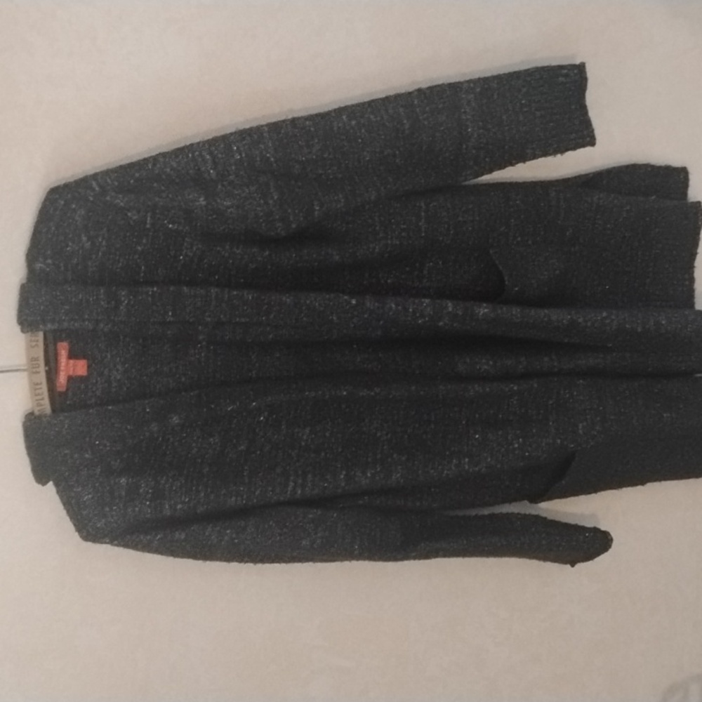 JoeFresh sparkle black open frnt sweater long length pockets and hood Loose fit